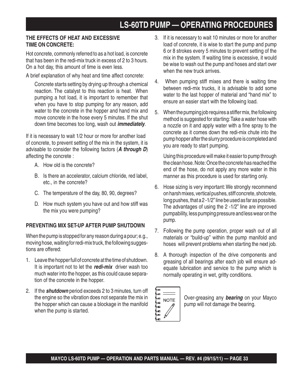 Ls-60td pump — operating procedures | Multiquip LS-60TD User Manual | Page 33 / 138