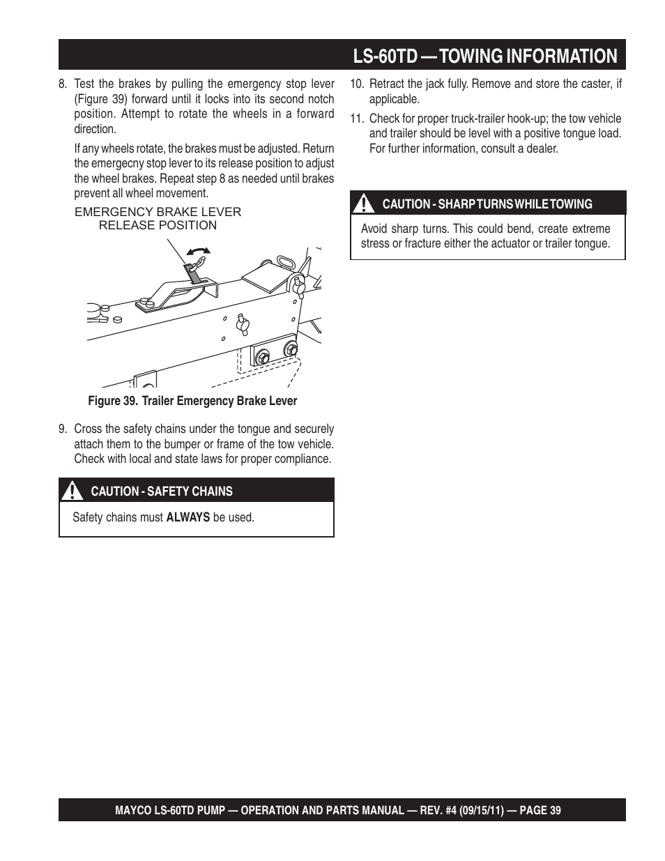 Ls-60td — towing information | Multiquip LS-60TD User Manual | Page 39 / 138