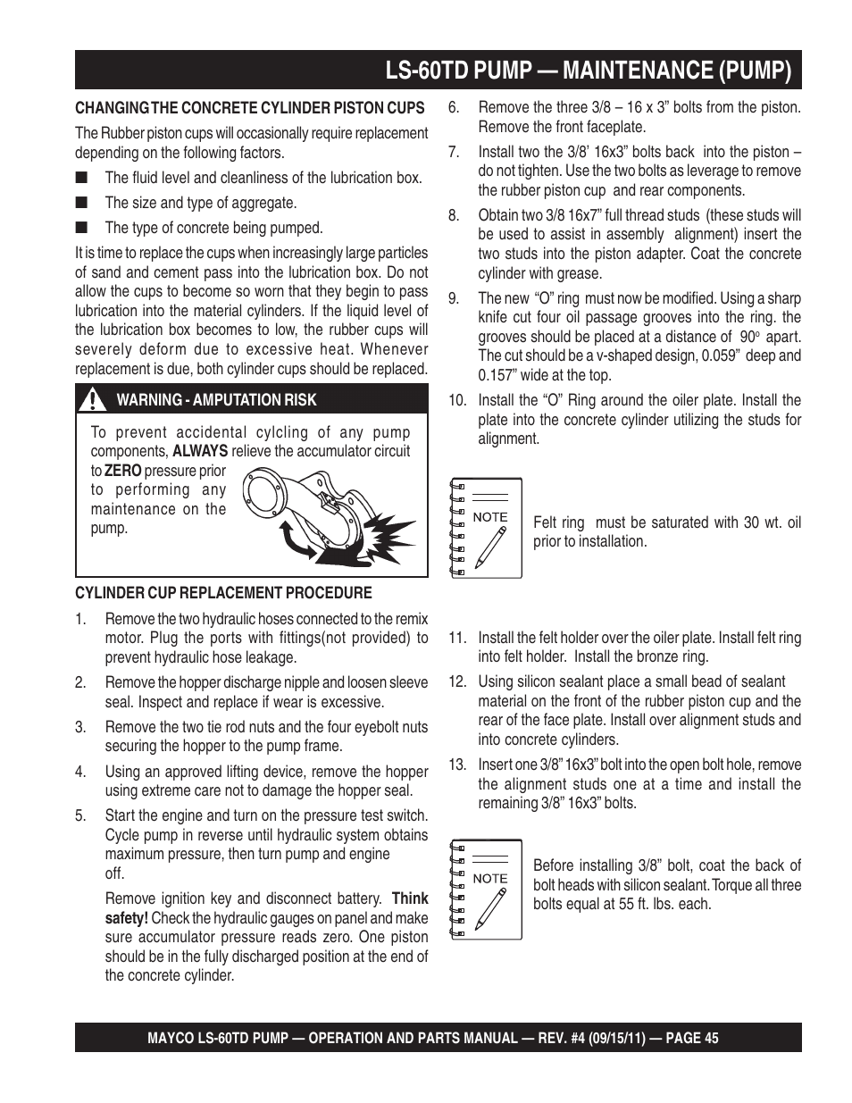 Ls-60td pump — maintenance (pump) | Multiquip LS-60TD User Manual | Page 45 / 138