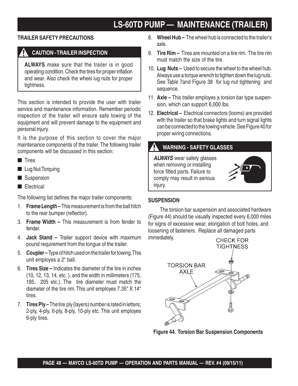 Ls-60td pump — maintenance (trailer) | Multiquip LS-60TD User Manual | Page 48 / 138