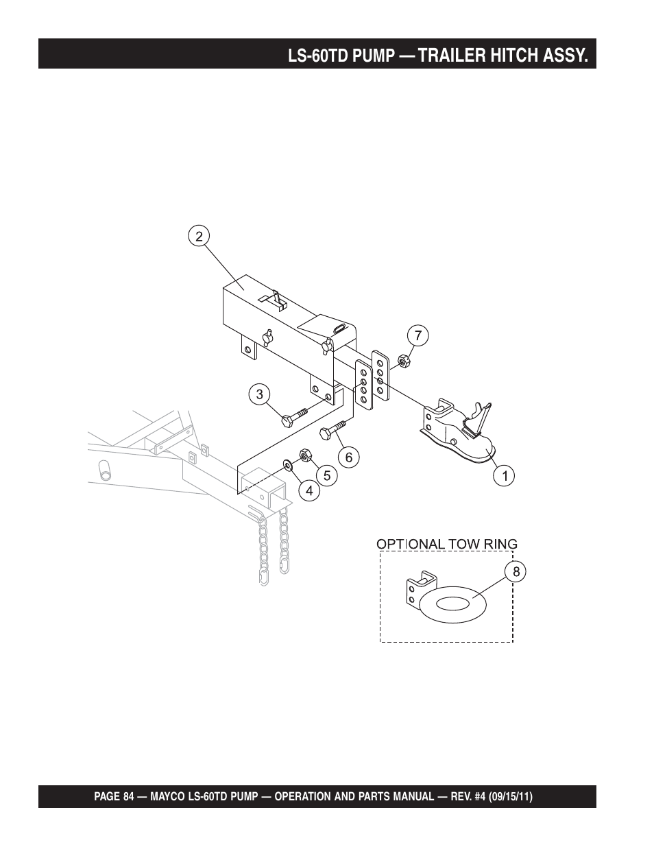 Trailer hitch assy | Multiquip LS-60TD User Manual | Page 84 / 138