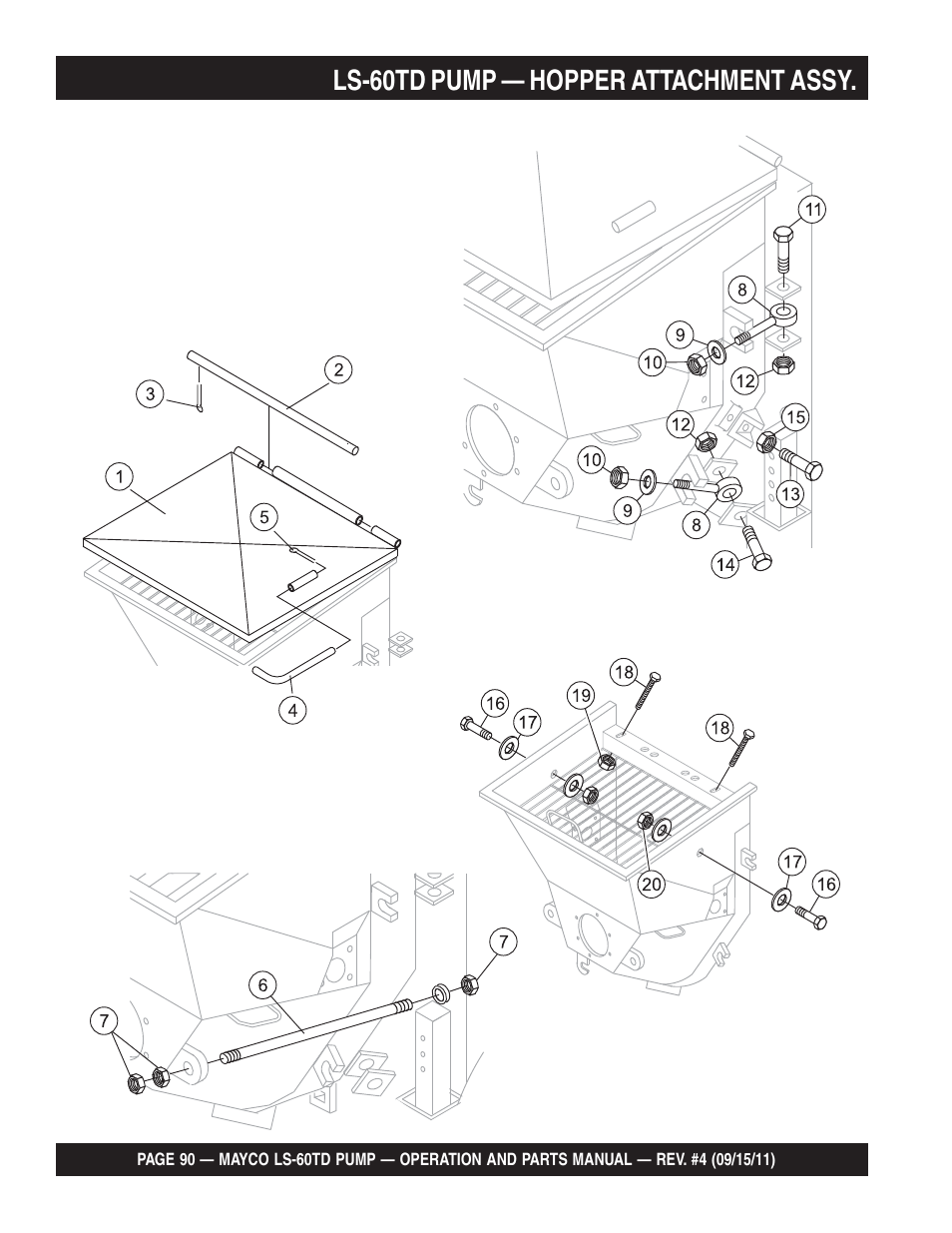 Ls-60td pump — hopper attachment assy | Multiquip LS-60TD User Manual | Page 90 / 138