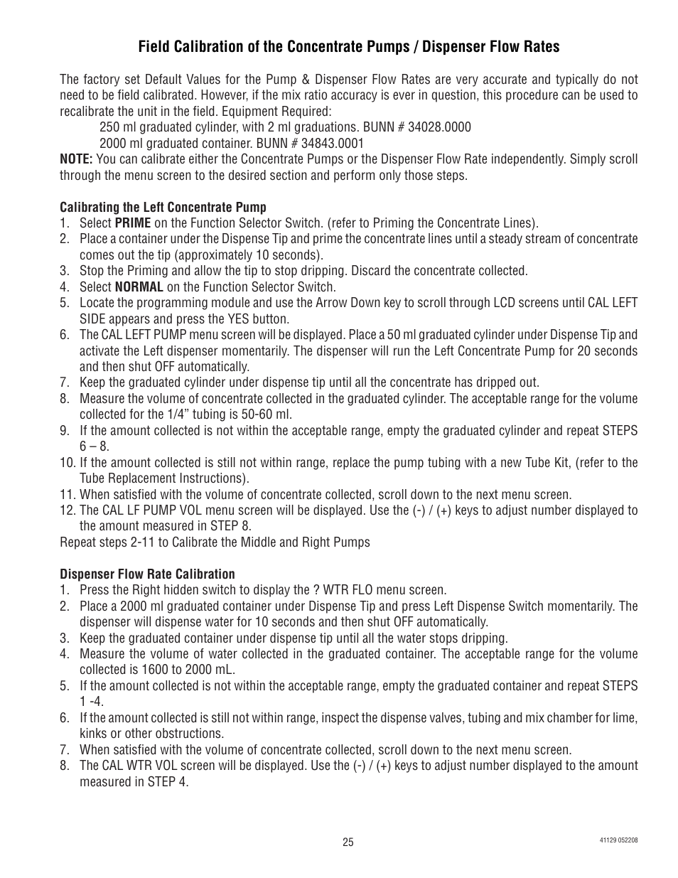 Bunn LCR-3 User Manual | Page 25 / 27