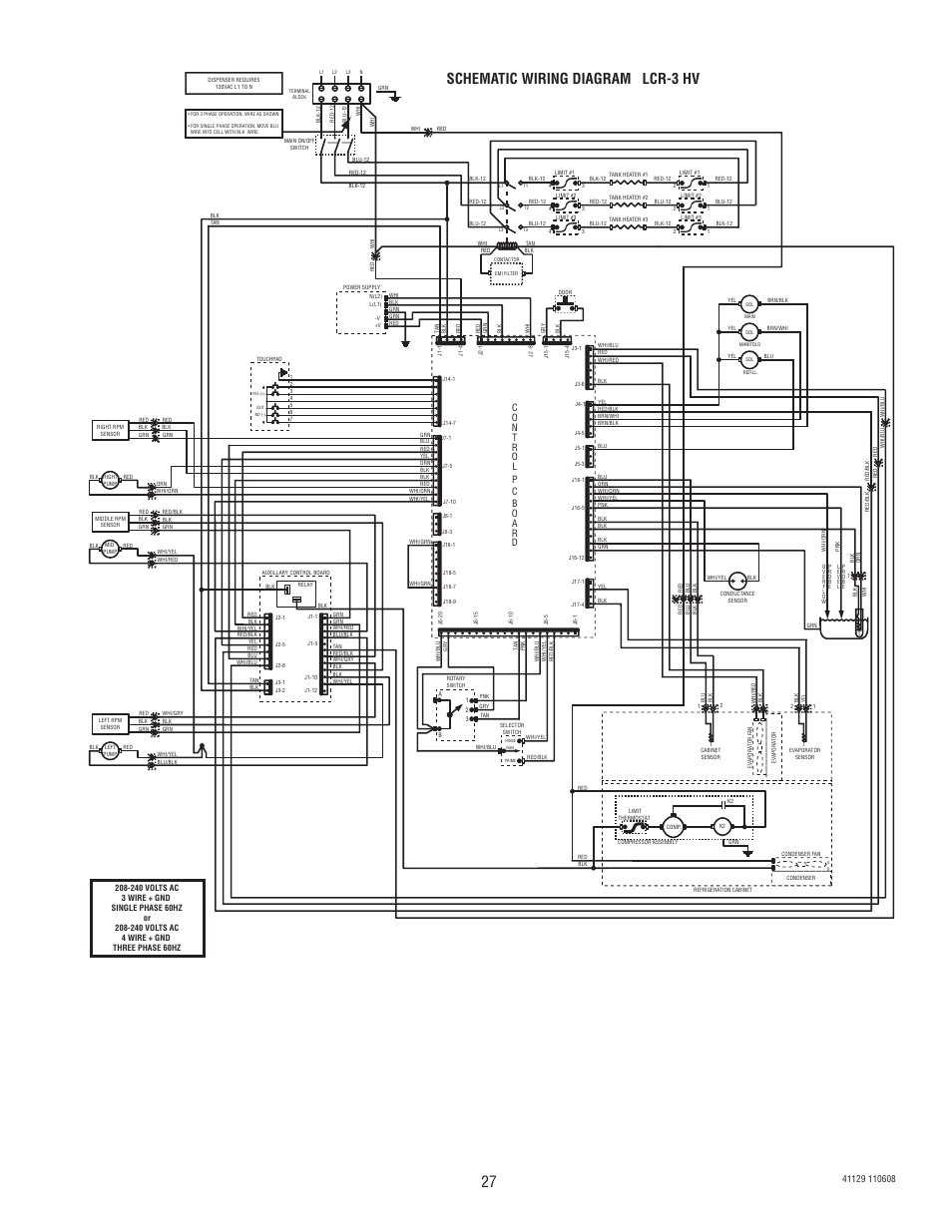 Schematic wiring diagram lcr-3 hv | Bunn LCR-3 User Manual | Page 27 / 27