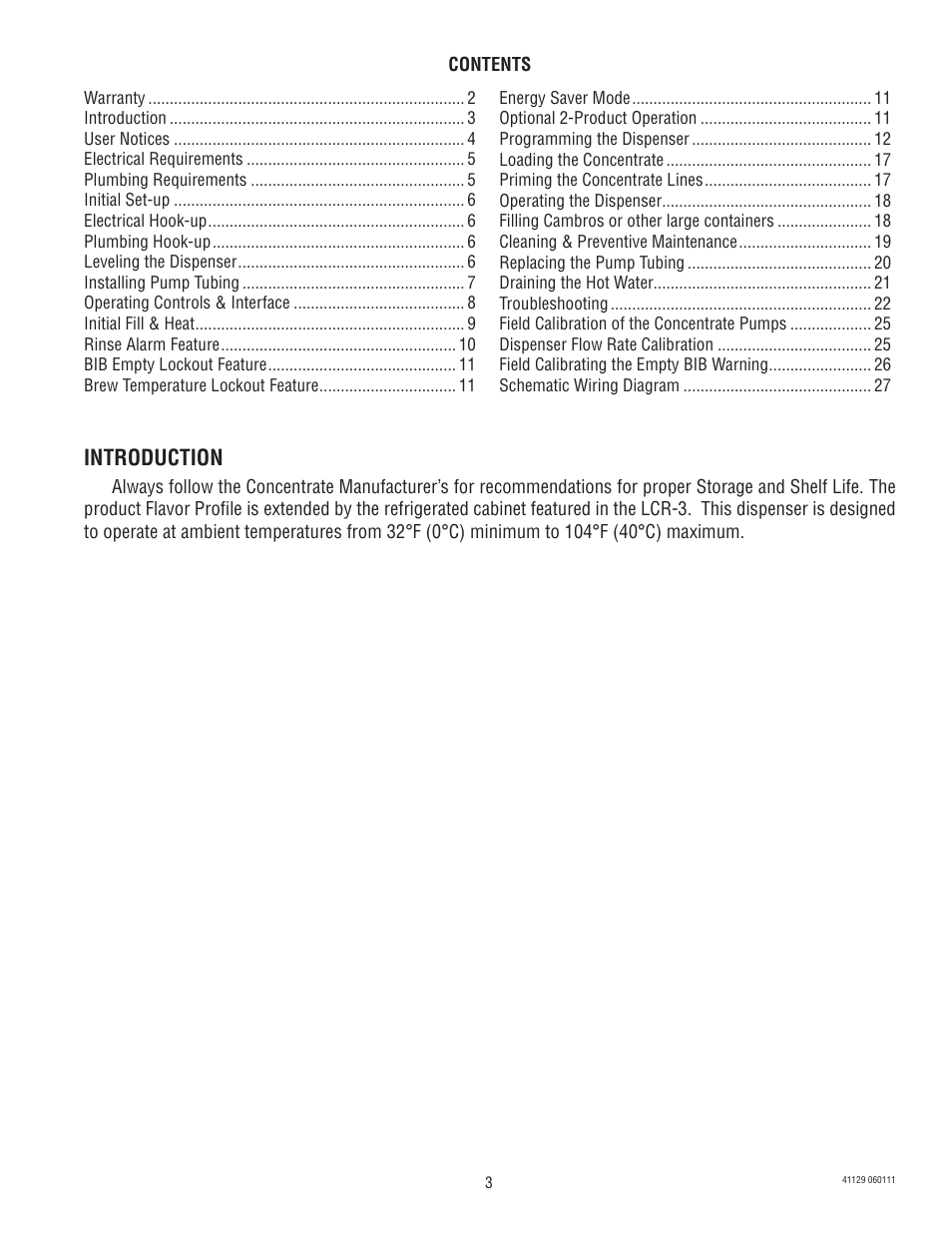 Introduction | Bunn LCR-3 User Manual | Page 3 / 27