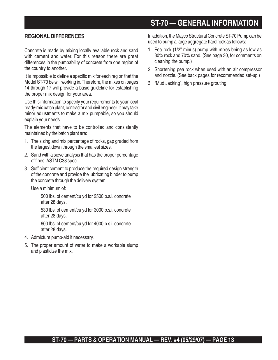 St-70 — general information | Multiquip ST70 User Manual | Page 13 / 92