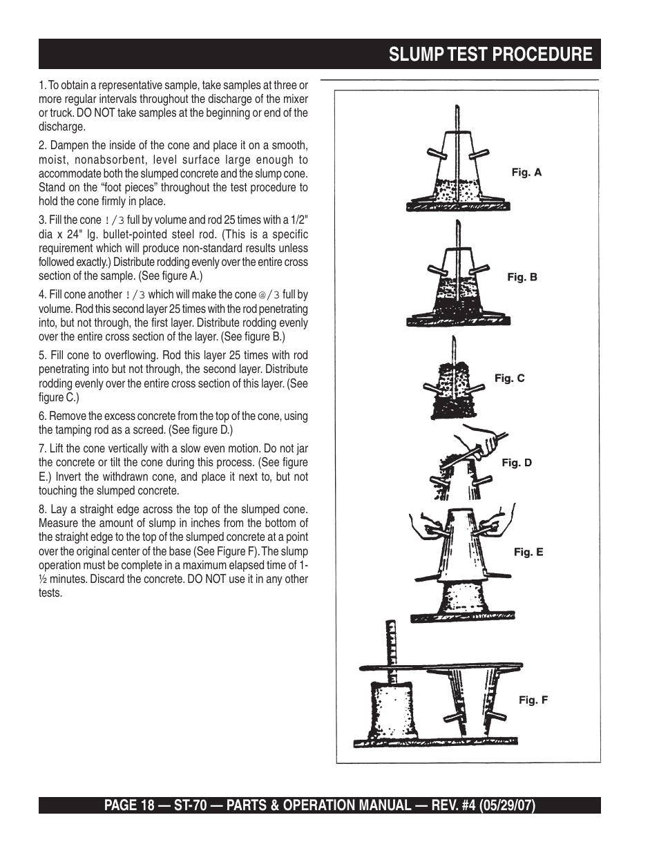 Slump test procedure | Multiquip ST70 User Manual | Page 18 / 92
