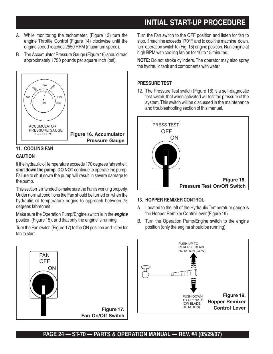 Initial start-up procedure, Off on | Multiquip ST70 User Manual | Page 24 / 92