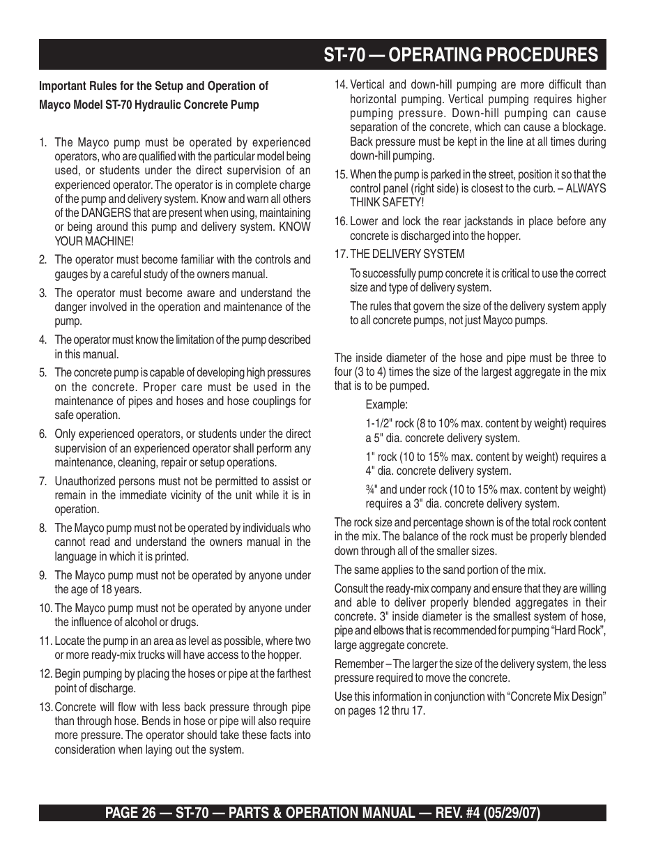 St-70 — operating procedures | Multiquip ST70 User Manual | Page 26 / 92