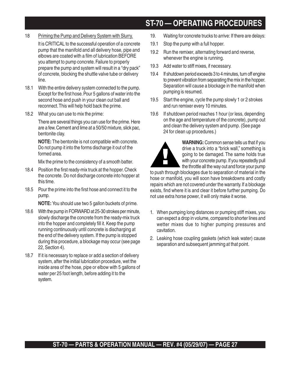 St-70 — operating procedures | Multiquip ST70 User Manual | Page 27 / 92