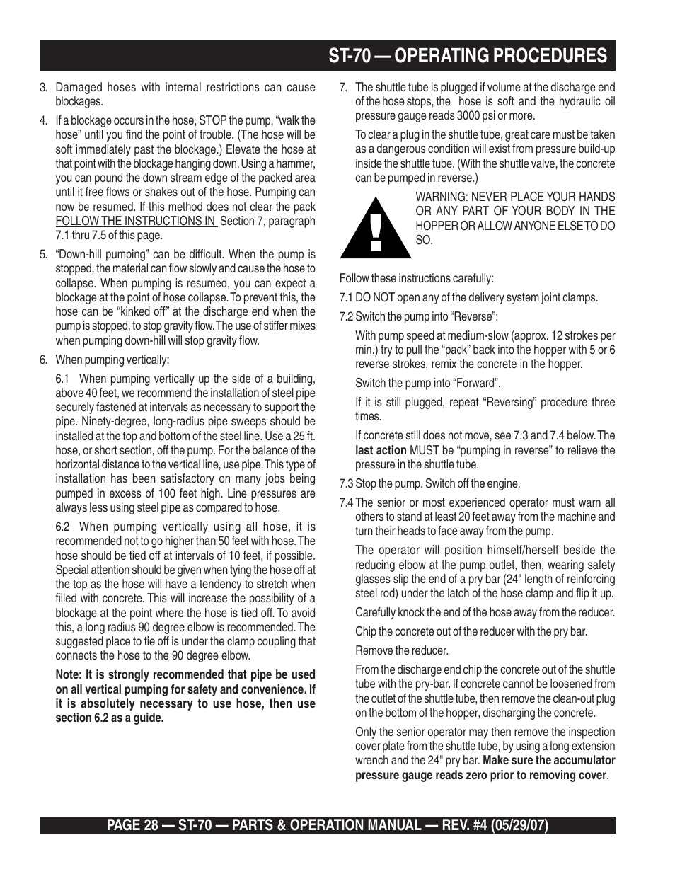 St-70 — operating procedures | Multiquip ST70 User Manual | Page 28 / 92