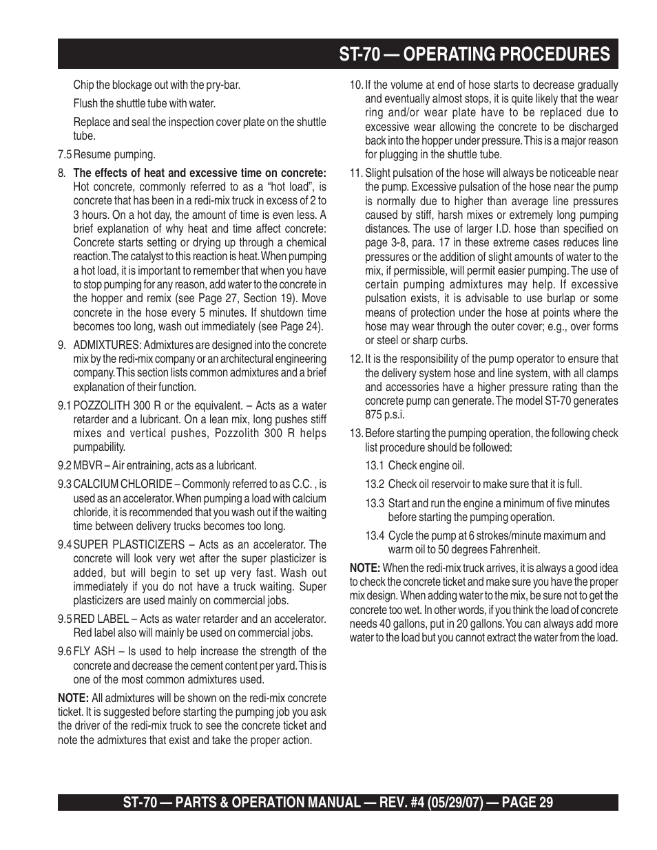 St-70 — operating procedures | Multiquip ST70 User Manual | Page 29 / 92