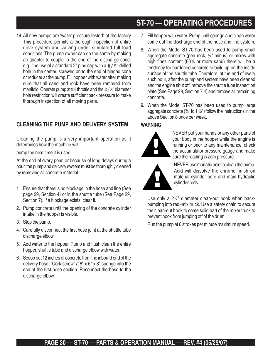 St-70 — operating procedures | Multiquip ST70 User Manual | Page 30 / 92
