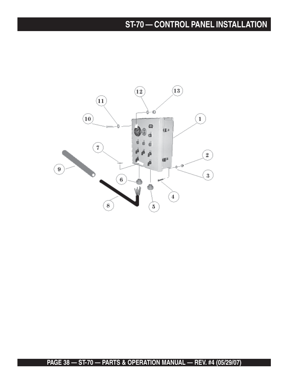 St-70 — control panel installation | Multiquip ST70 User Manual | Page 38 / 92