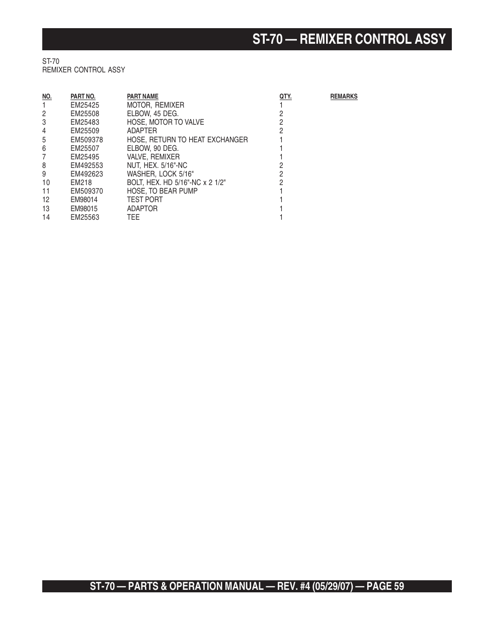 St-70 — remixer control assy | Multiquip ST70 User Manual | Page 59 / 92