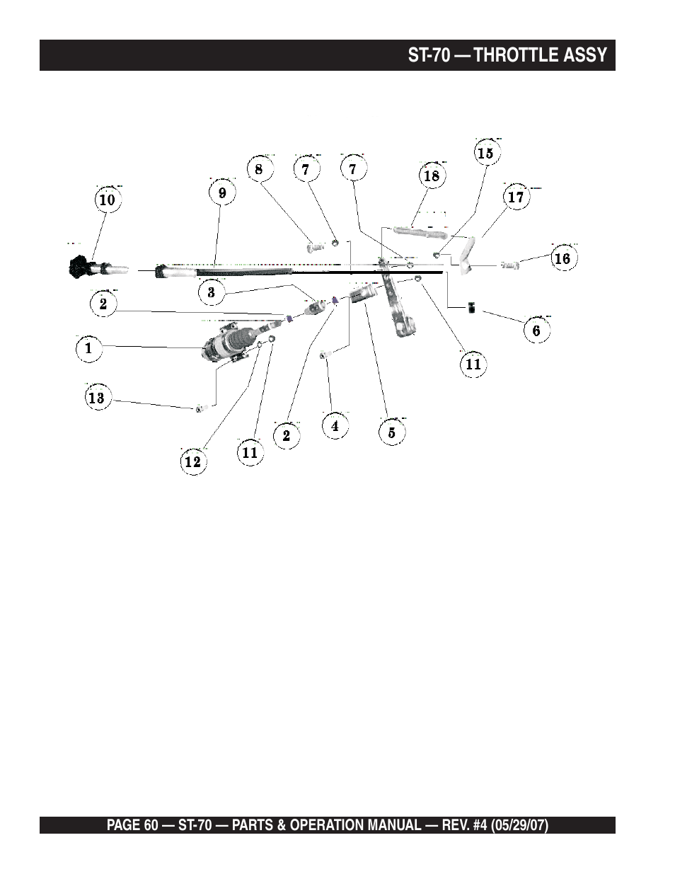 St-70 — throttle assy | Multiquip ST70 User Manual | Page 60 / 92