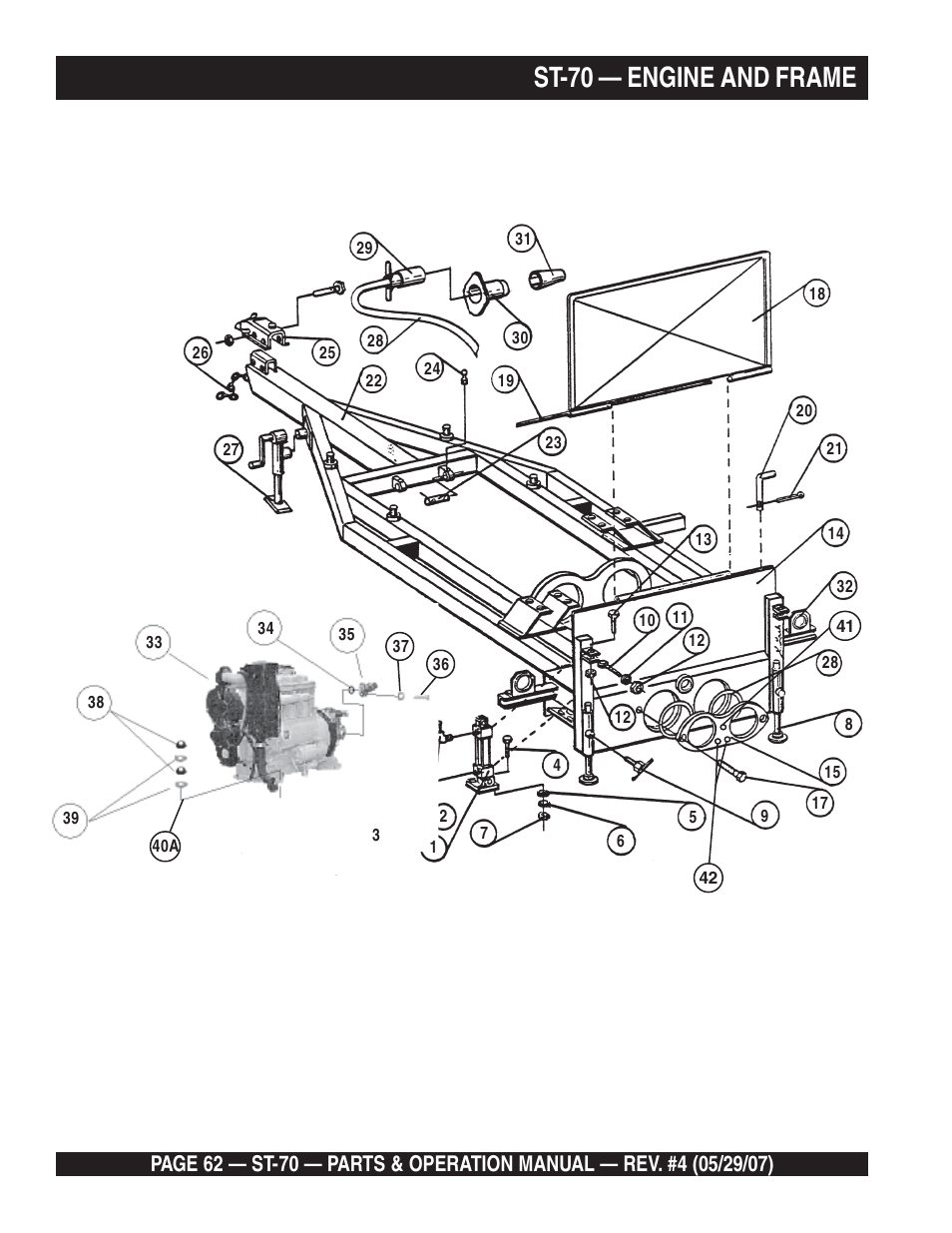 St-70 — engine and frame | Multiquip ST70 User Manual | Page 62 / 92