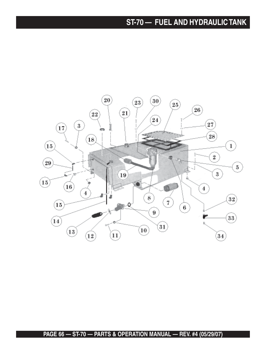 St-70 — fuel and hydraulic tank | Multiquip ST70 User Manual | Page 66 / 92
