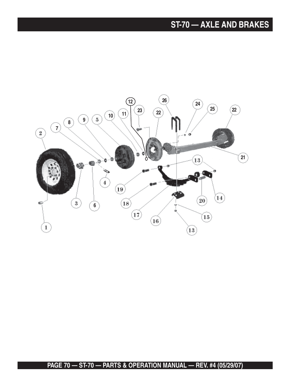 St-70 — axle and brakes | Multiquip ST70 User Manual | Page 70 / 92