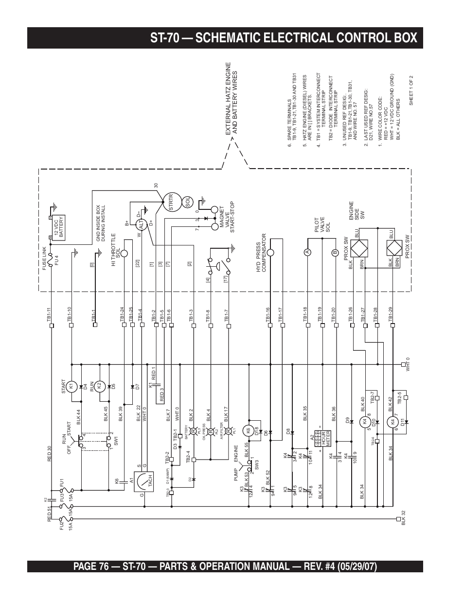 St-70 — schematic electrical control box | Multiquip ST70 User Manual | Page 76 / 92