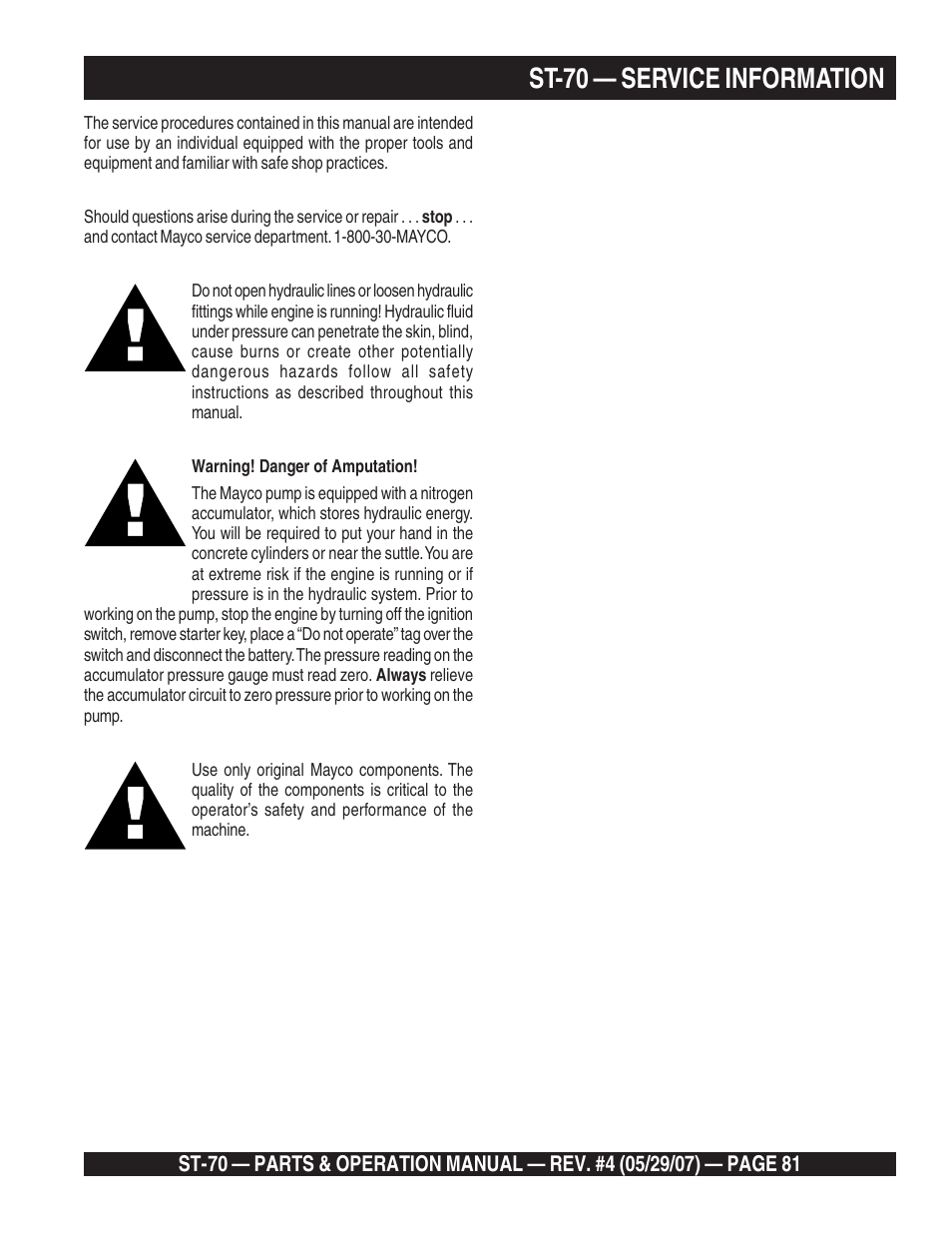 St-70 — service information | Multiquip ST70 User Manual | Page 81 / 92