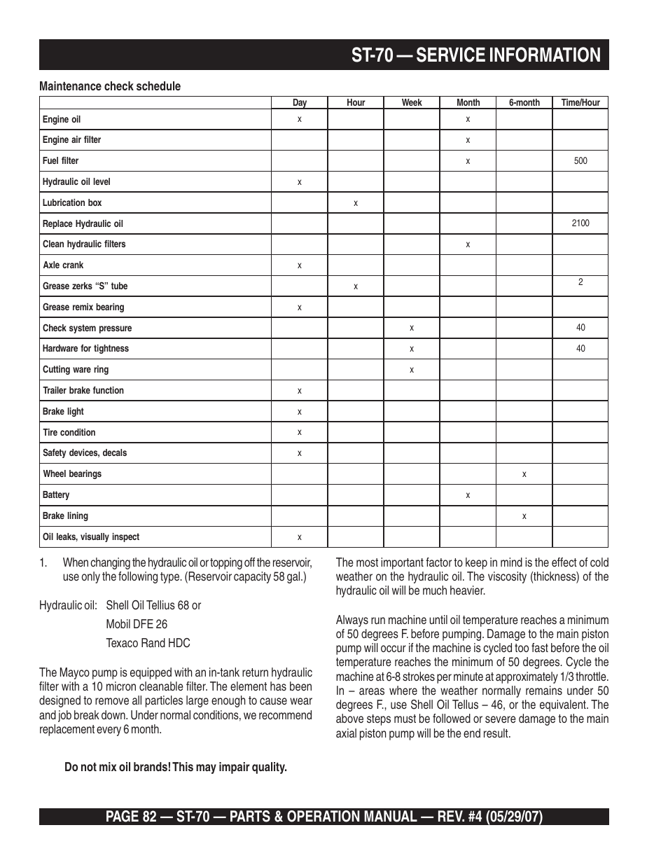 St-70 — service information | Multiquip ST70 User Manual | Page 82 / 92
