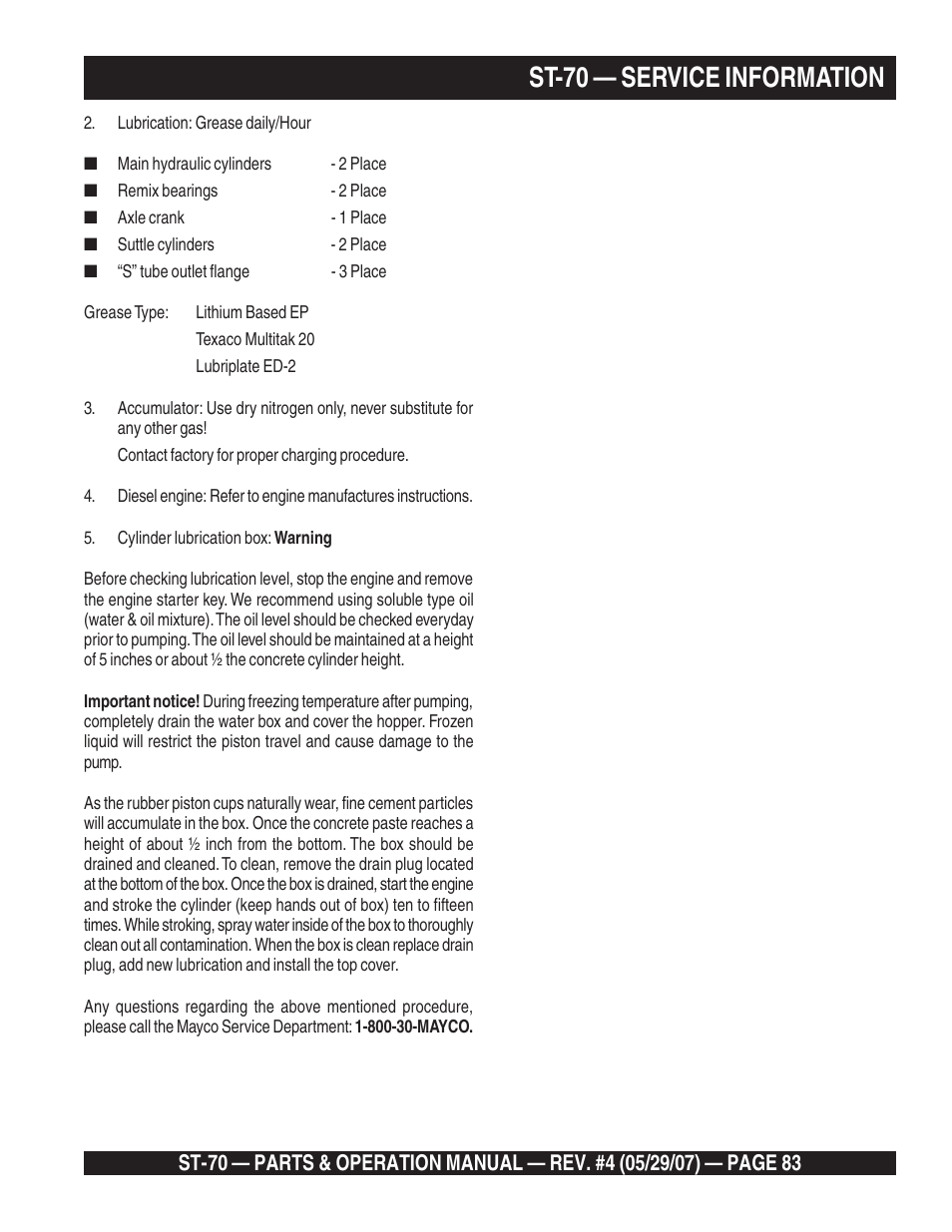 St-70 — service information | Multiquip ST70 User Manual | Page 83 / 92