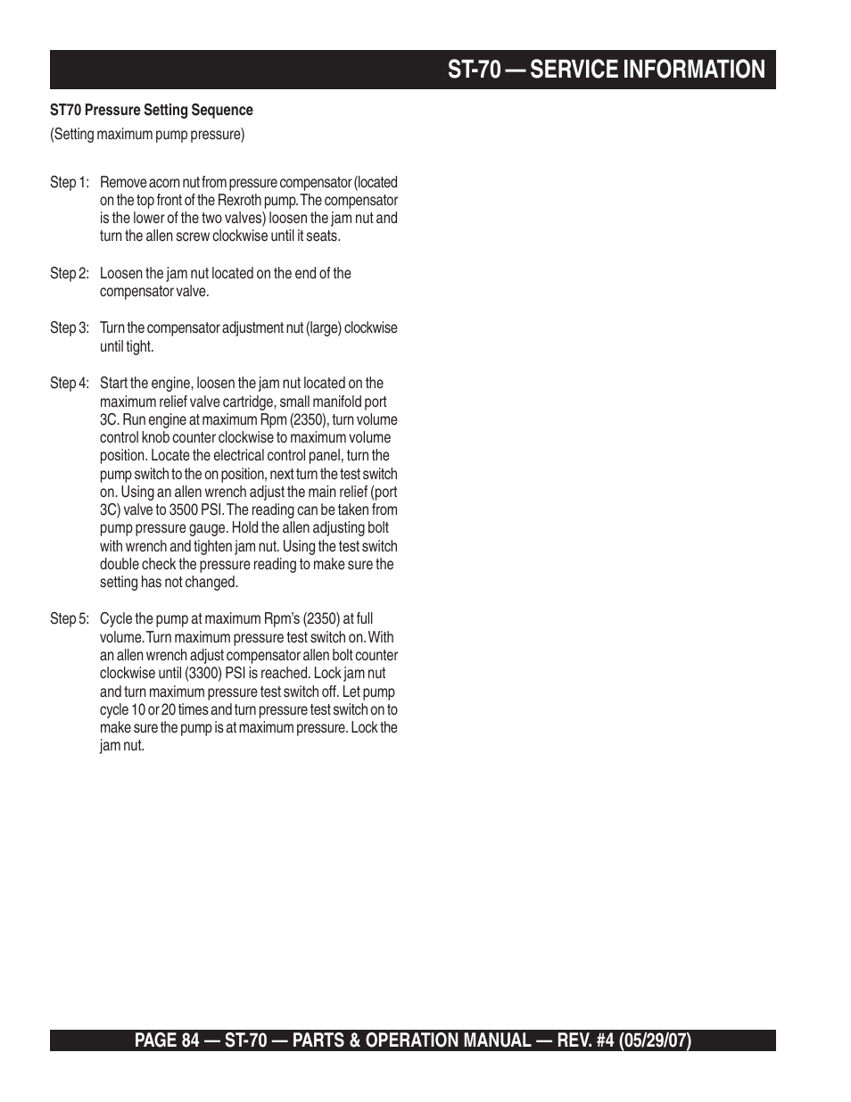 St-70 — service information | Multiquip ST70 User Manual | Page 84 / 92