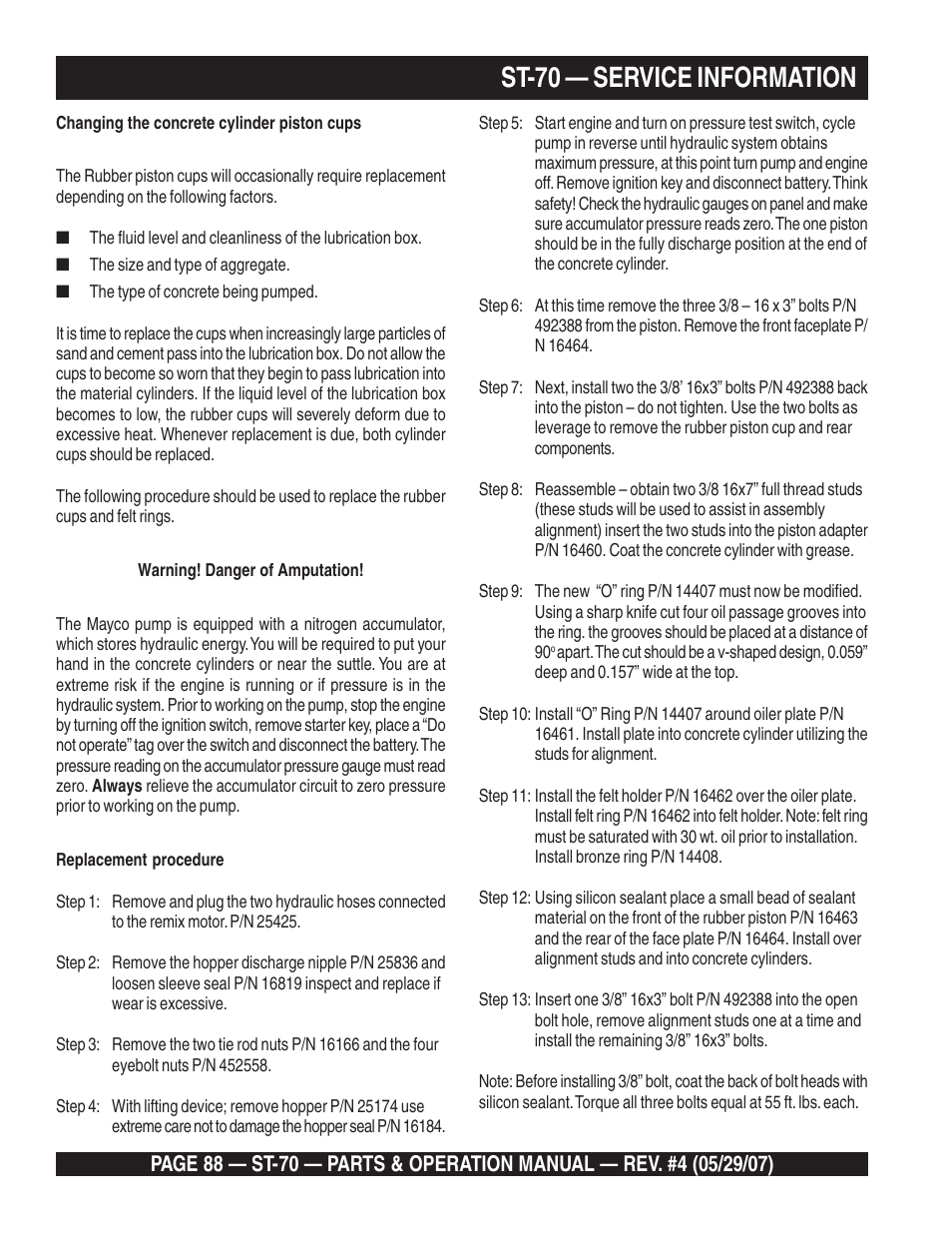 St-70 — service information | Multiquip ST70 User Manual | Page 88 / 92