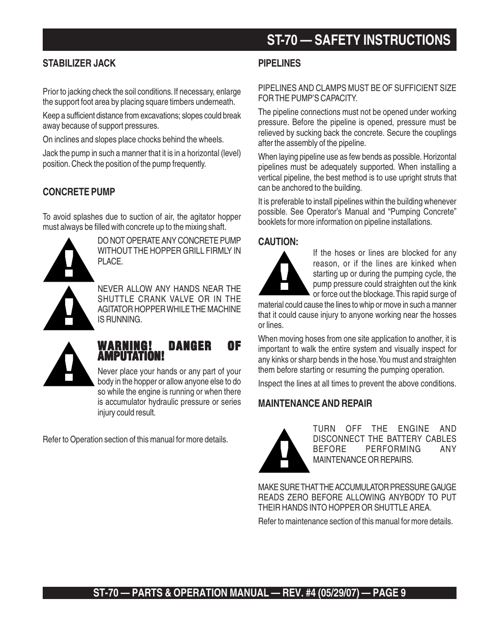 St-70 — safety instructions | Multiquip ST70 User Manual | Page 9 / 92