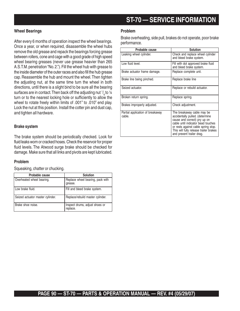 St-70 — service information | Multiquip ST70 User Manual | Page 90 / 92