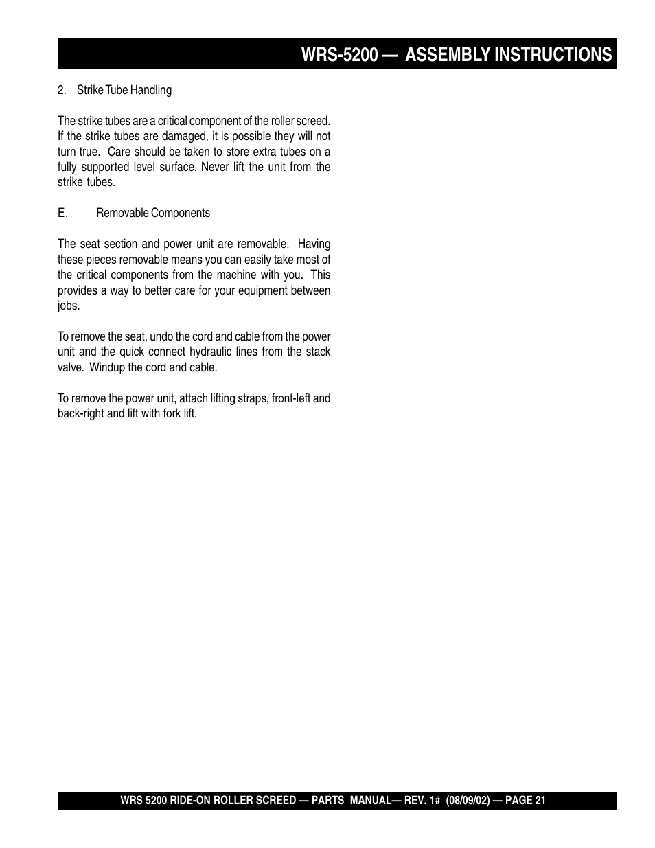 Wrs-5200 — assembly instructions | Multiquip WRS5200 User Manual | Page 21 / 66