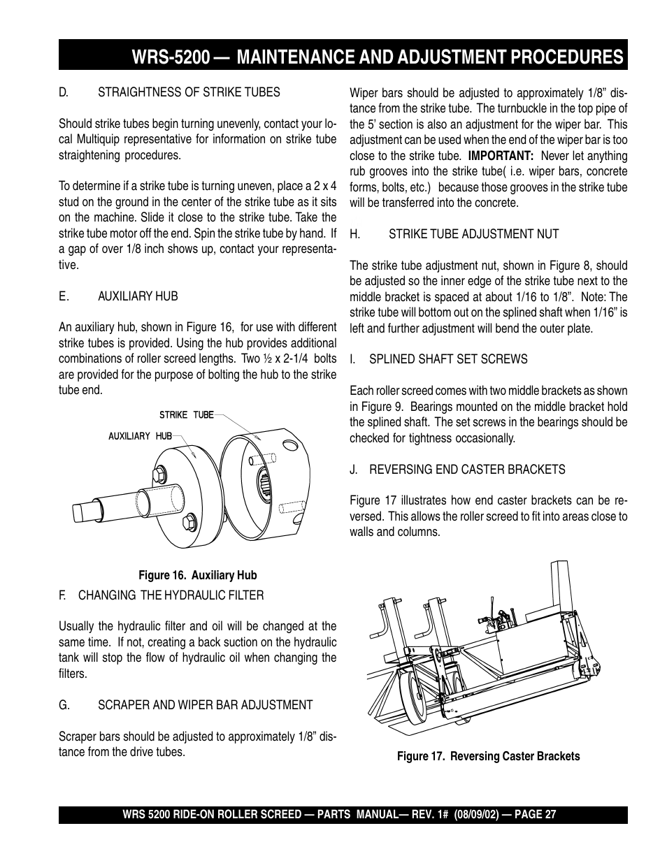 Wrs-5200 — maintenance and adjustment procedures | Multiquip WRS5200 User Manual | Page 27 / 66