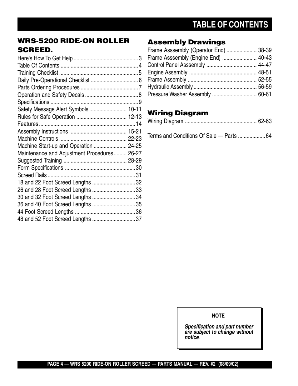 Multiquip WRS5200 User Manual | Page 4 / 66