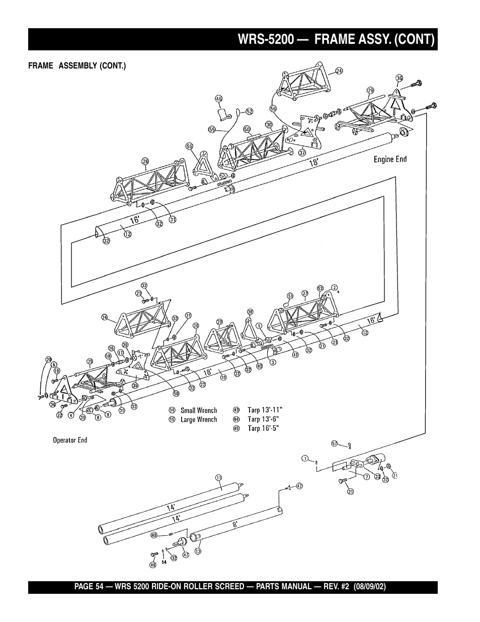 Wrs-5200 — frame assy. (cont) | Multiquip WRS5200 User Manual | Page 54 / 66