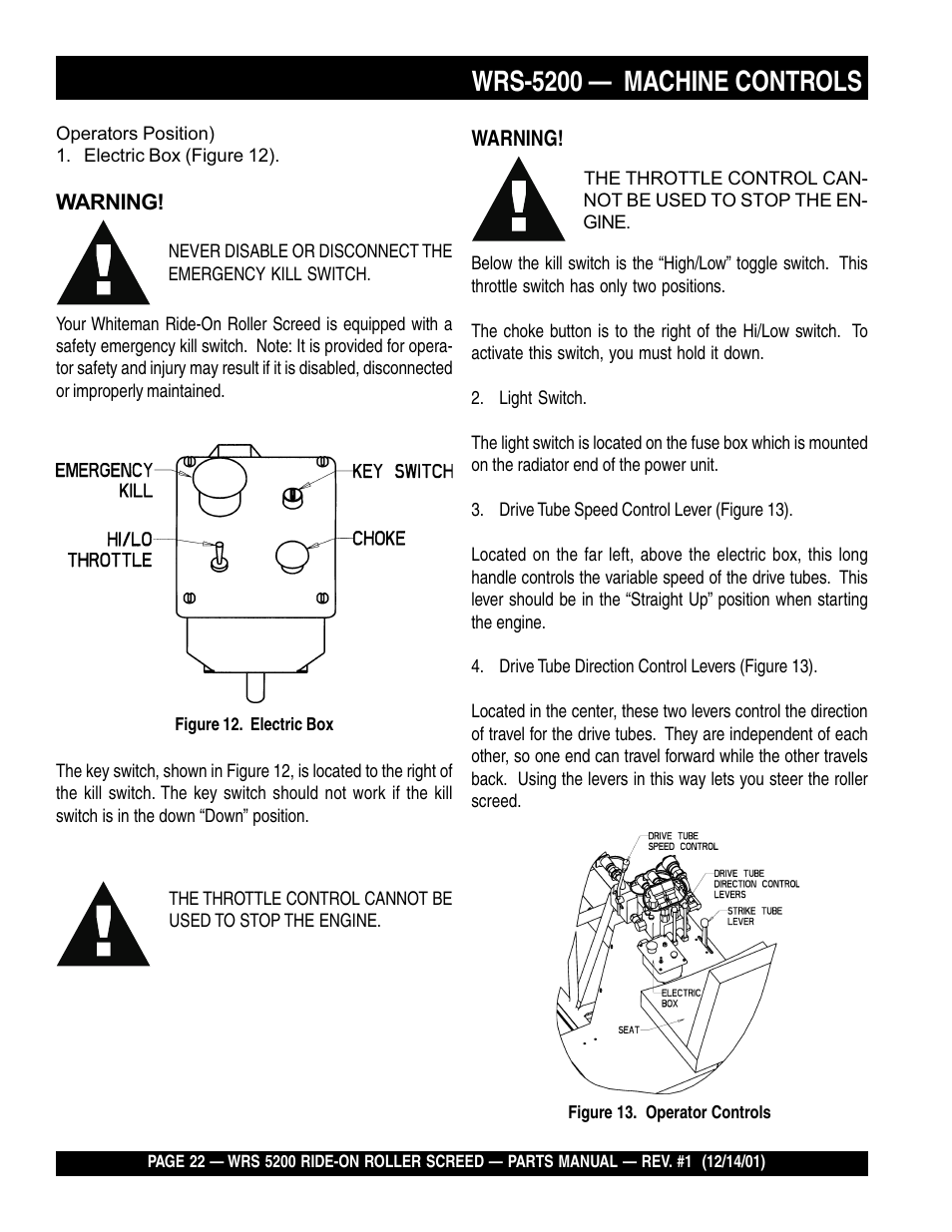 Wrs-5200 — machine controls | Multiquip WRS5200 (CHINA) User Manual | Page 22 / 66