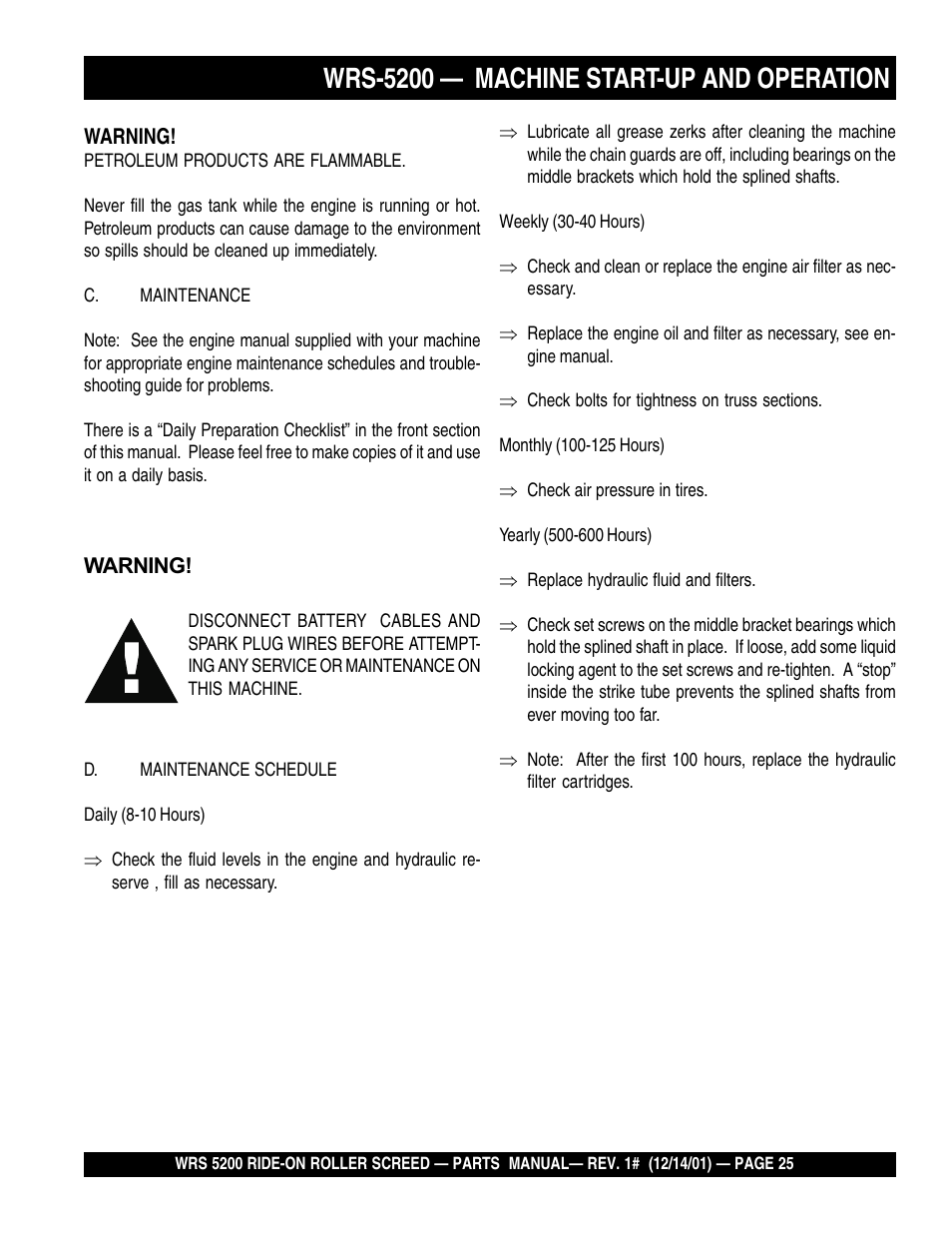 Wrs-5200 — machine start-up and operation | Multiquip WRS5200 (CHINA) User Manual | Page 25 / 66