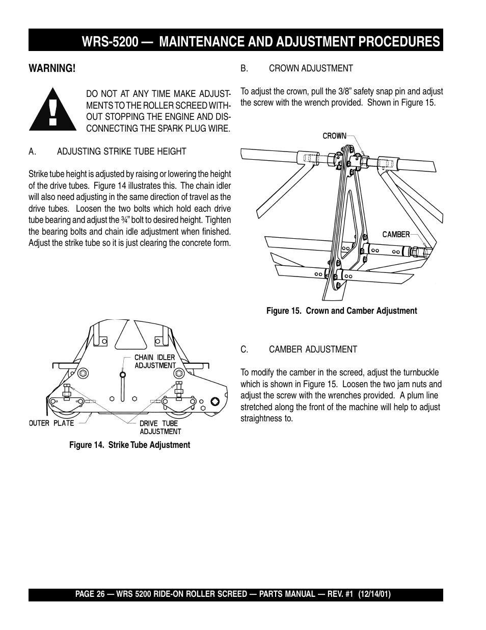 Wrs-5200 — maintenance and adjustment procedures | Multiquip WRS5200 (CHINA) User Manual | Page 26 / 66
