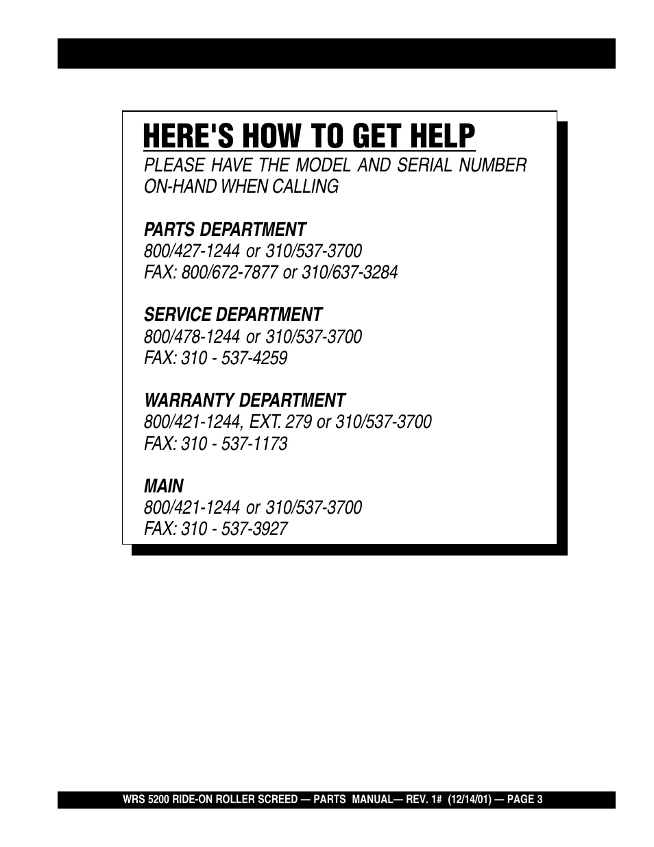Here's how to get help | Multiquip WRS5200 (CHINA) User Manual | Page 3 / 66