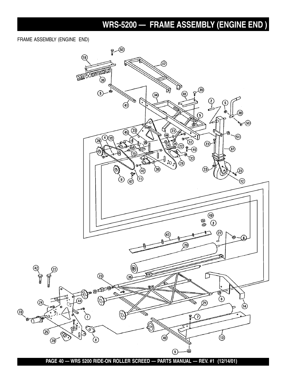 Wrs-5200 — frame assembly (engine end ) | Multiquip WRS5200 (CHINA) User Manual | Page 40 / 66