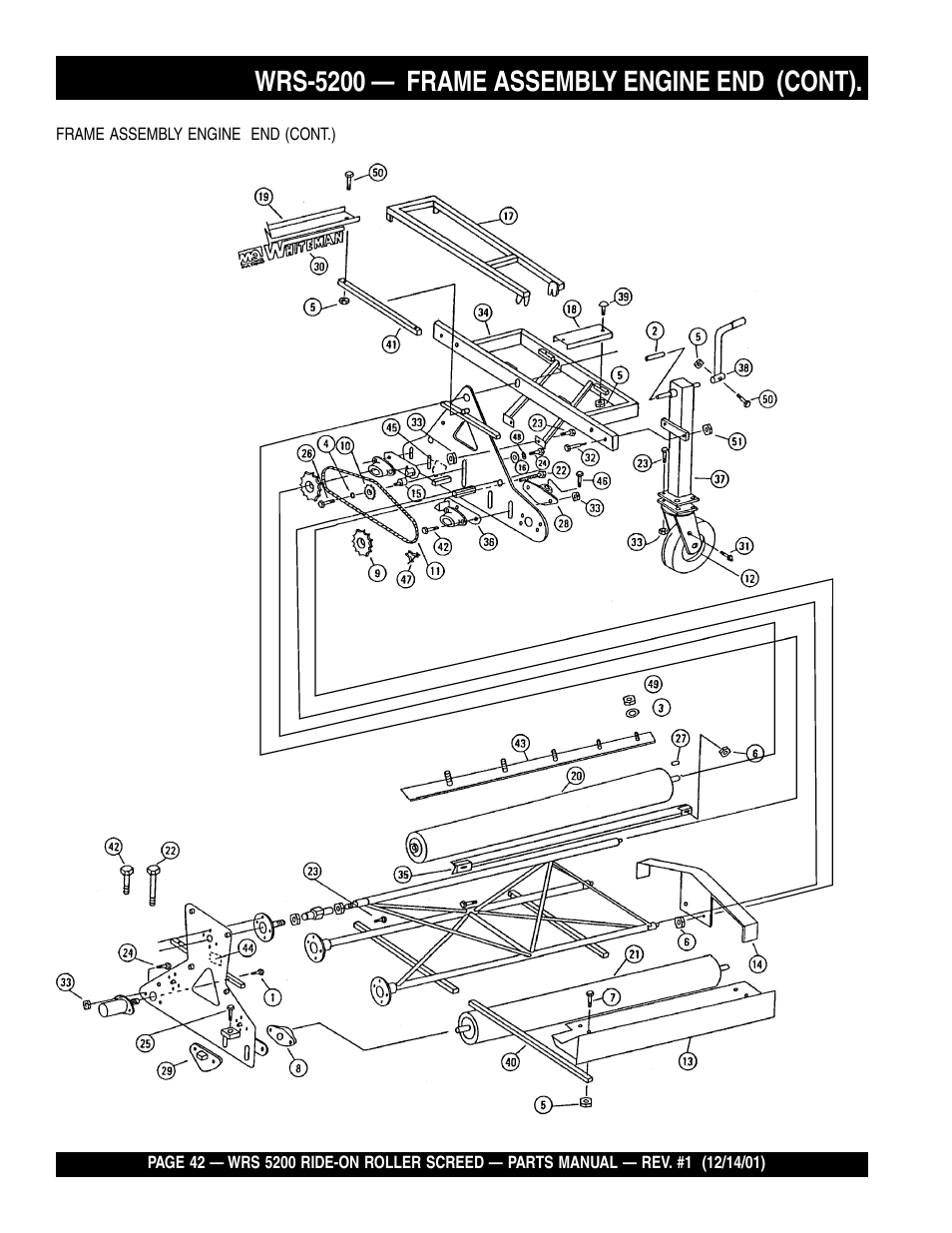 Wrs-5200 — frame assembly engine end (cont) | Multiquip WRS5200 (CHINA) User Manual | Page 42 / 66