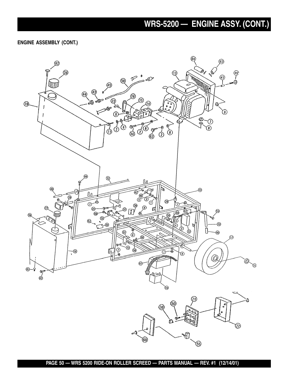 Wrs-5200 — engine assy. (cont.) | Multiquip WRS5200 (CHINA) User Manual | Page 50 / 66