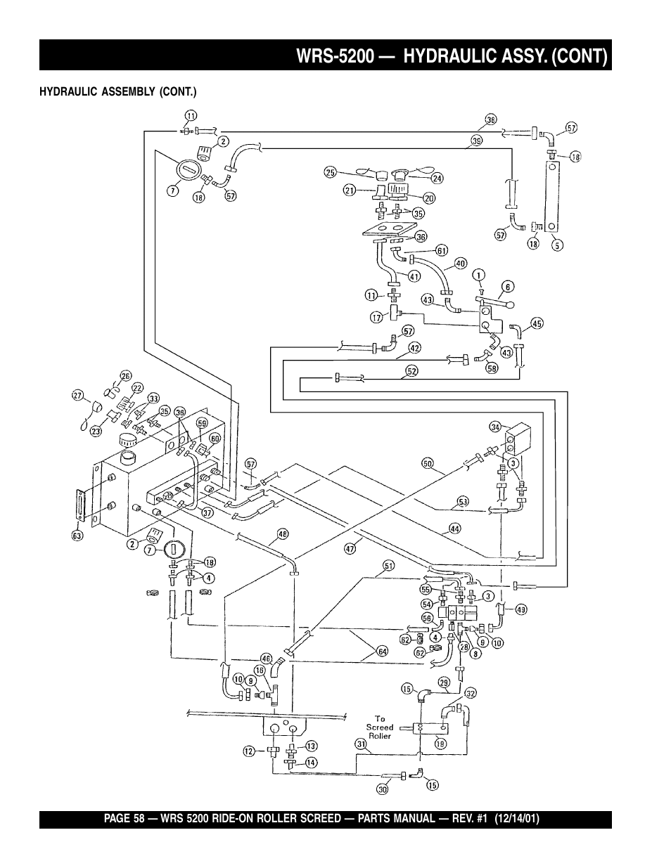 Wrs-5200 — hydraulic assy. (cont) | Multiquip WRS5200 (CHINA) User Manual | Page 58 / 66