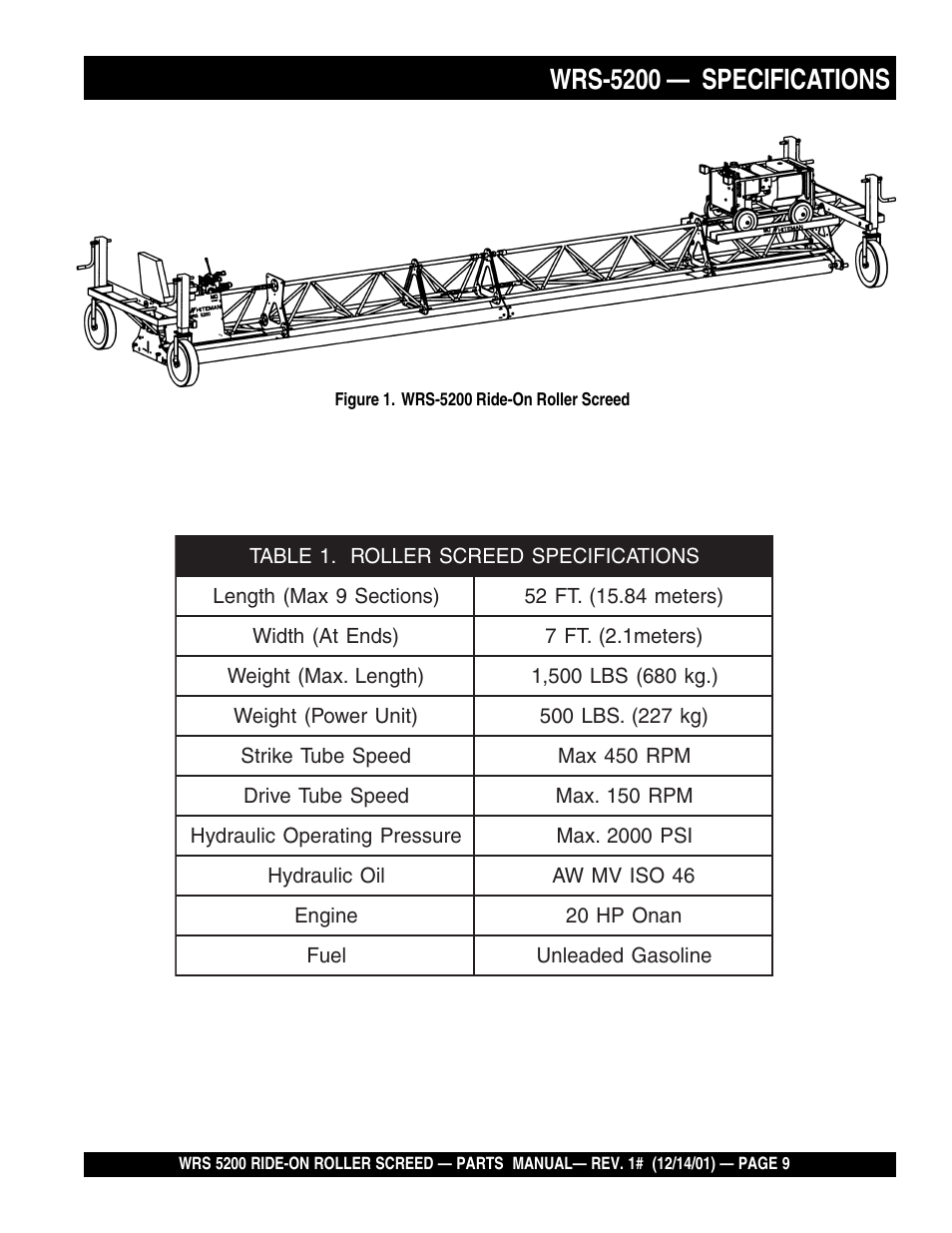 Wrs-5200 — specifications | Multiquip WRS5200 (CHINA) User Manual | Page 9 / 66