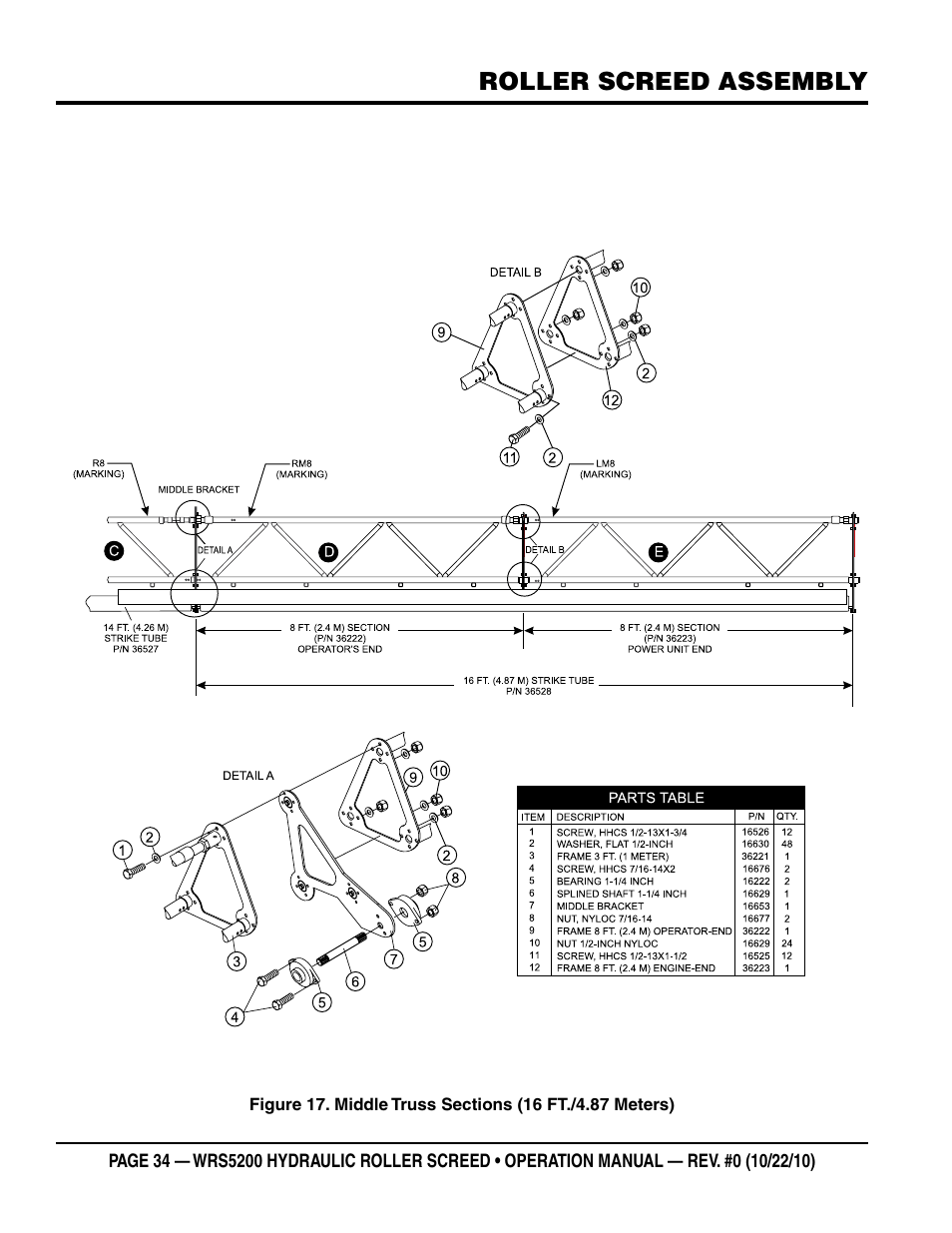 Roller screed assembly | Multiquip WRS5200 (ORIGINAL COPY) User Manual | Page 34 / 66