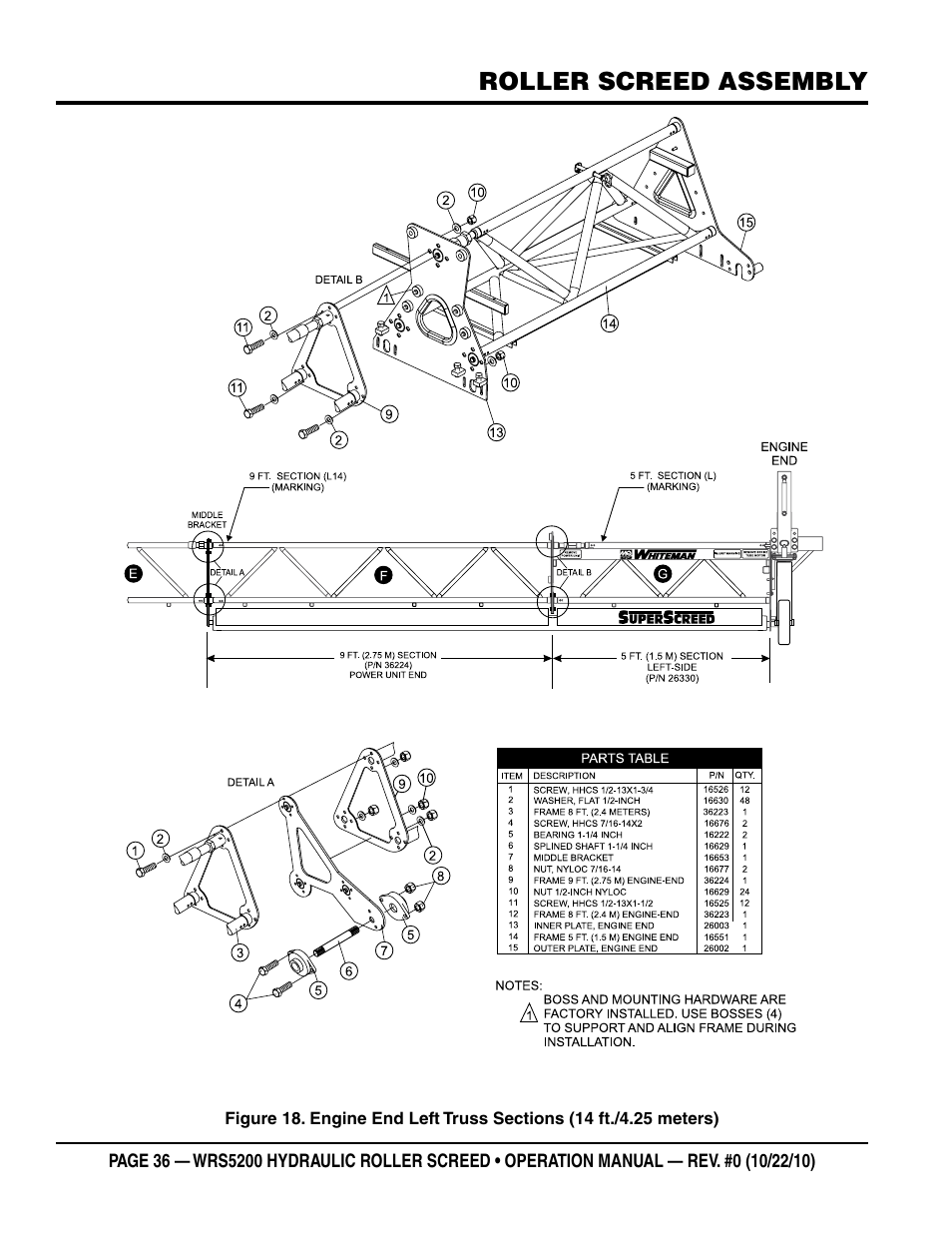 Roller screed assembly | Multiquip WRS5200 (ORIGINAL COPY) User Manual | Page 36 / 66