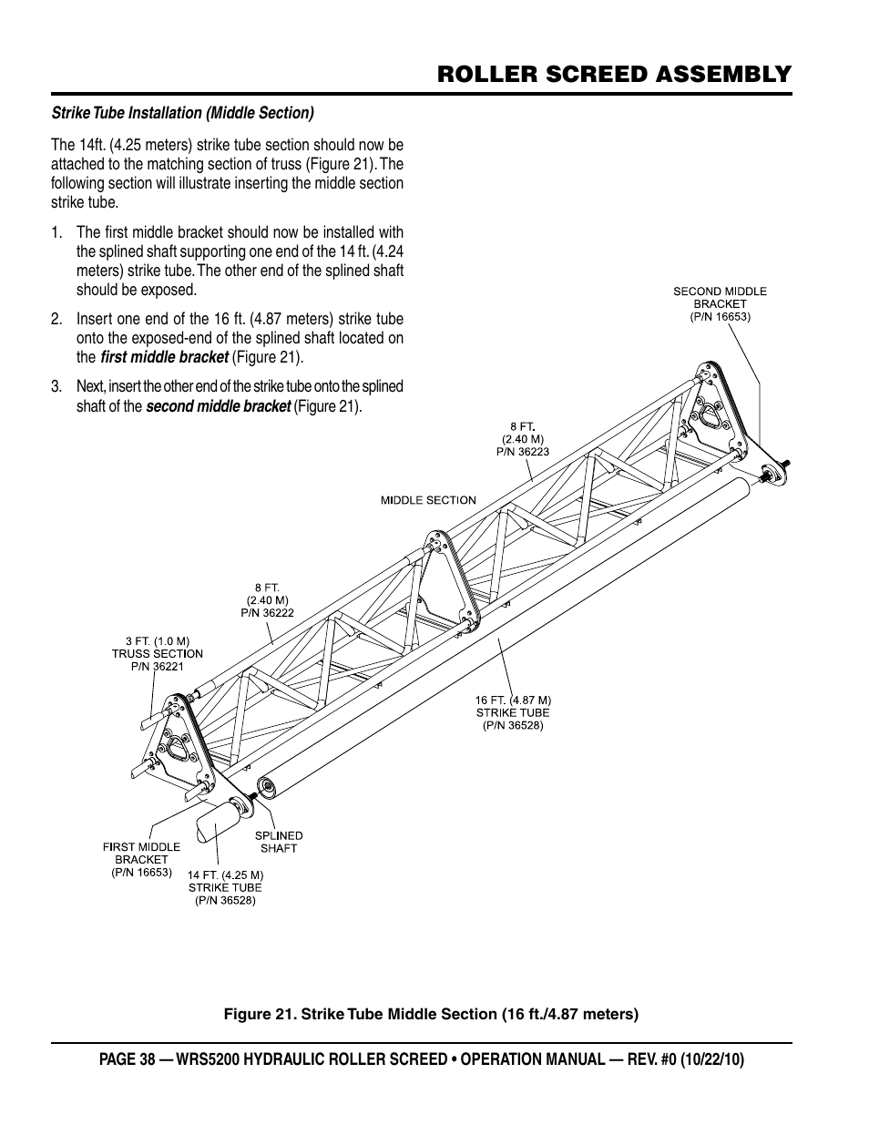 Roller screed assembly | Multiquip WRS5200 (ORIGINAL COPY) User Manual | Page 38 / 66
