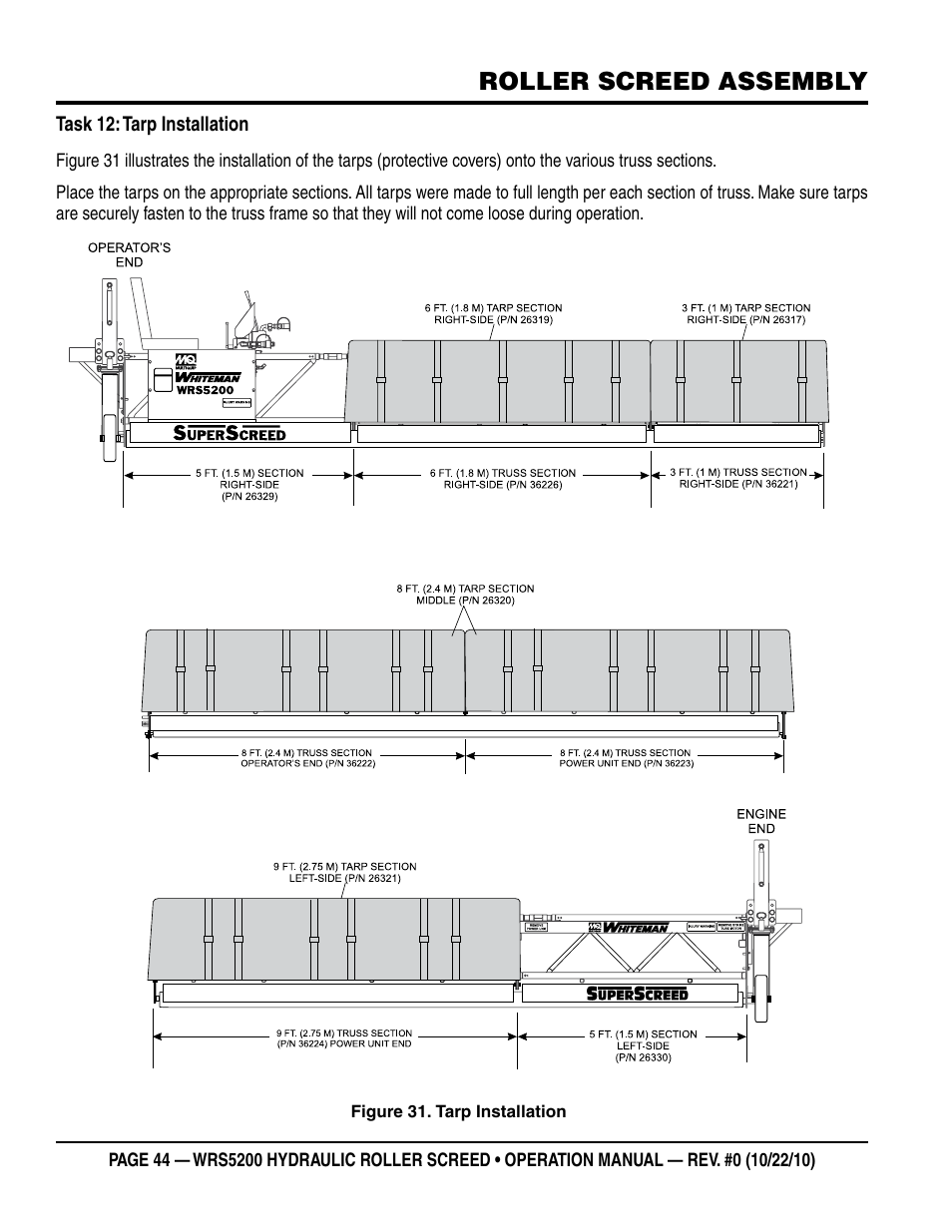 Roller screed assembly | Multiquip WRS5200 (ORIGINAL COPY) User Manual | Page 44 / 66