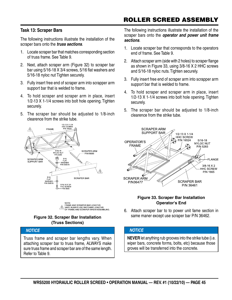 Roller screed assembly | Multiquip WRS5200 (ORIGINAL COPY) User Manual | Page 45 / 66