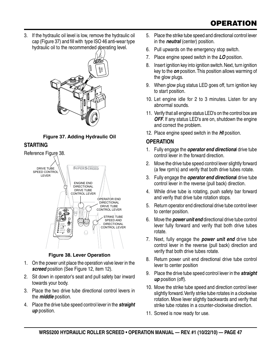 Operation | Multiquip WRS5200 (ORIGINAL COPY) User Manual | Page 47 / 66